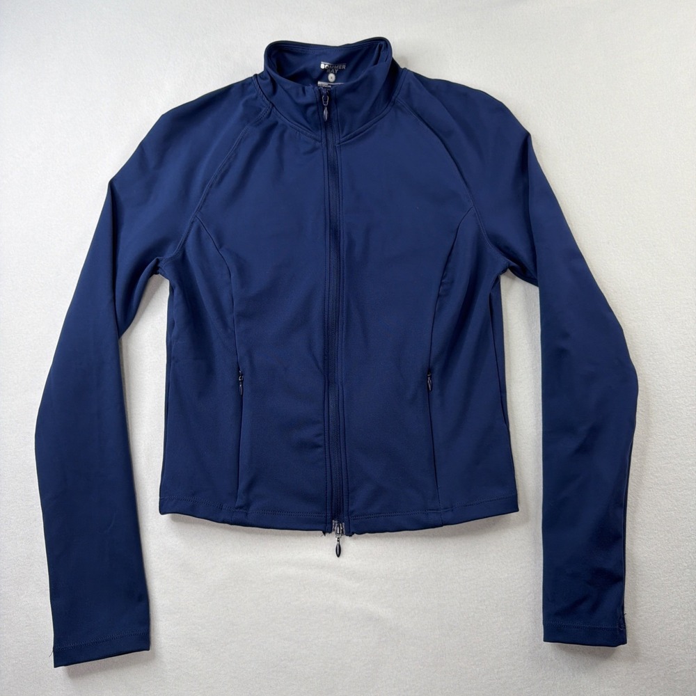 Sommer Ray Women L Blue Full Zip Track Jacket Stretch Cropped Pockets Y2K